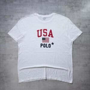 Y2K White Polo Ralph Lauren USA Flag T-Shirt